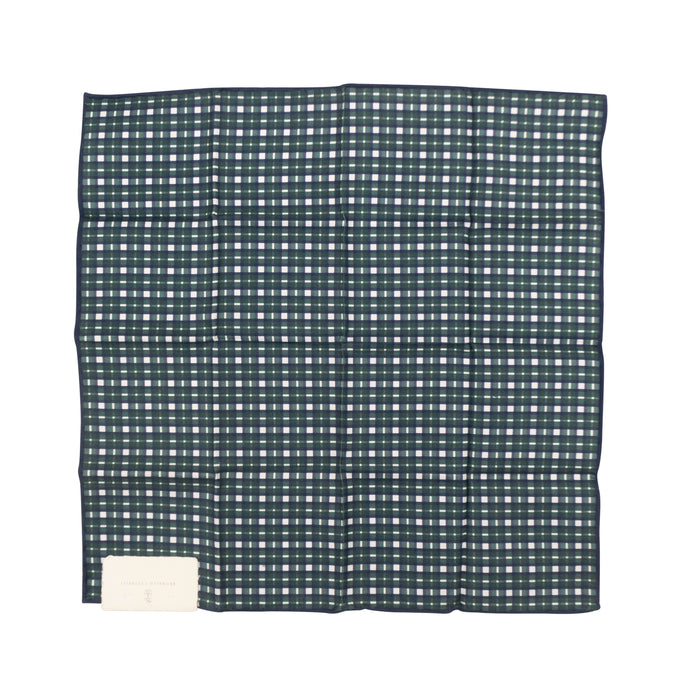 Green, Navy And White Plaid Pocket Square