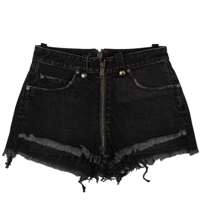 Unravel Project Denim Distressed Hem Short Pants - Black