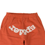 Orange Cotton Logo Print Sweatpants