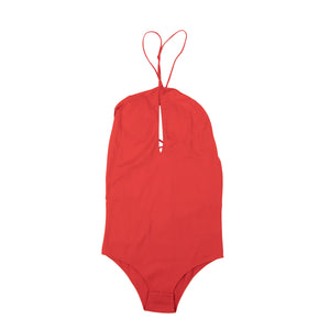 Red Knit V-Neck Bodysuit Swimsuit
