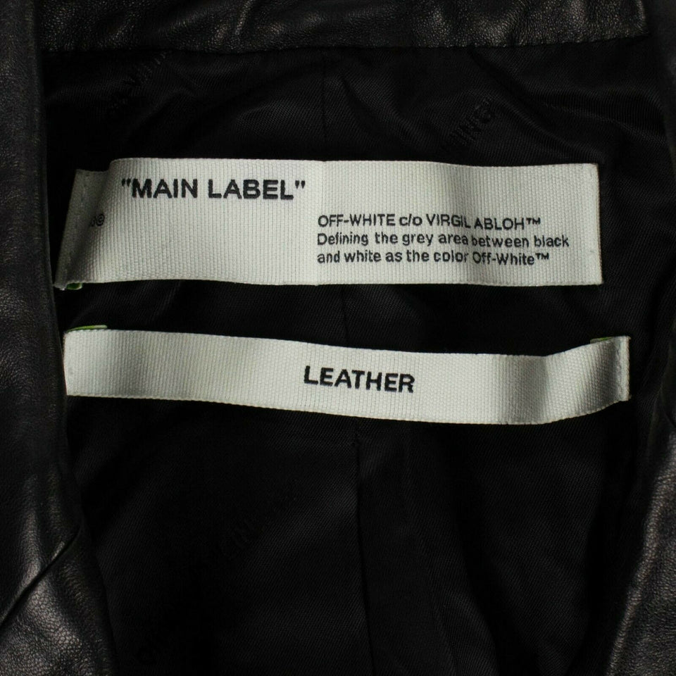 Off White C/O Virgil Abloh Leather 'Coverall' Long Coat - Black