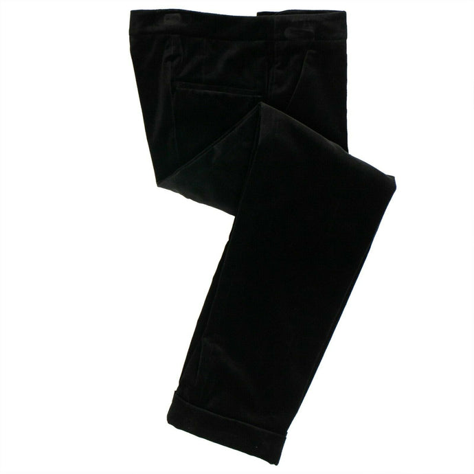 Women's Black Velvet Cuffed Hem Dress Pants