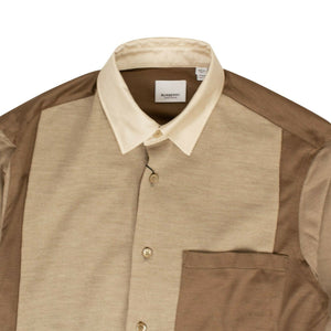 Burberry Men's Tan And Brown Multicolor Collar Shirt