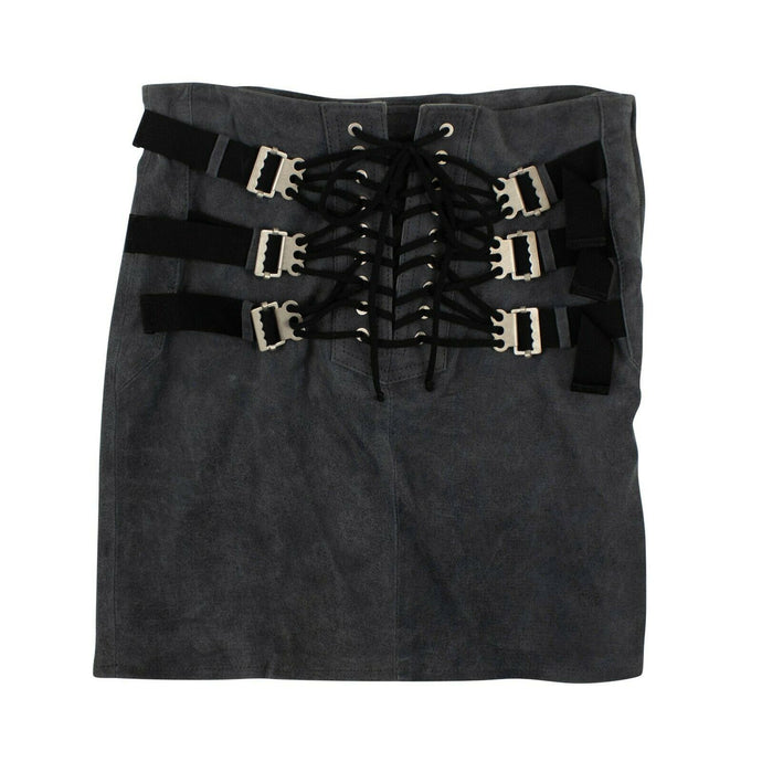 Women's Antacite Gray Lace Up Mini Skirt