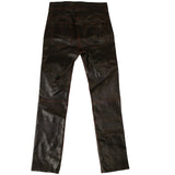 Women's Black Leather Multi Zip Skinny Pants