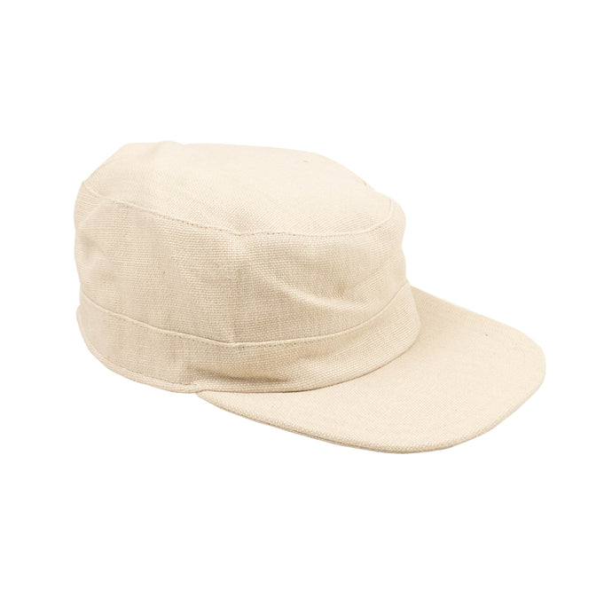 Beige Denim Cotton Army Style Cap