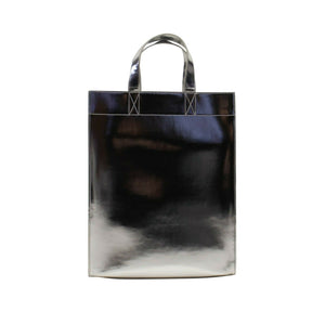 Metallic Leather Tote Bag - Silver