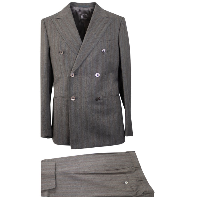 Dark Grey Cotton Double Breasted Suit