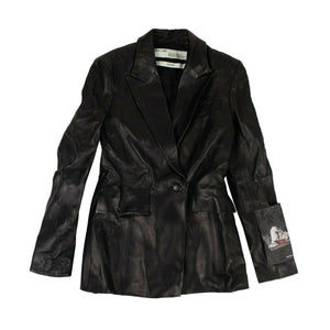 Leather Blazer Jacket - Black