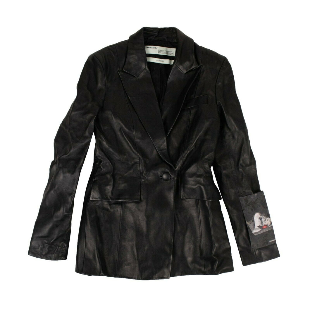 Off White C/O Virgil Abloh Leather 'Coverall' Long Coat - Black