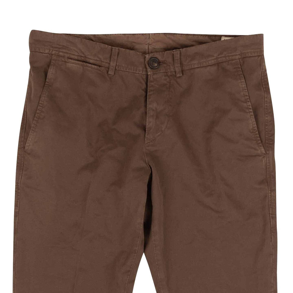 Brown Cotton Blend Chino Pants