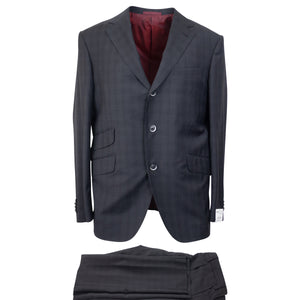 Black Plaid Wool Single Breasted Suit