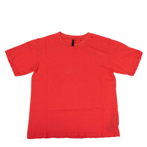Cotton Distressed Short Sleeve T-Shirt Top - Red