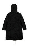 Women's Belted Parka Long Coat - Black