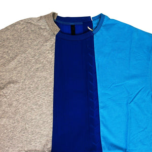 Women's Blue Paneled Asymmetric T-Shirt