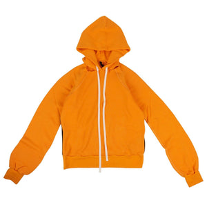 Cut Out Shoulder Hooded Sweatshirt - Orange
