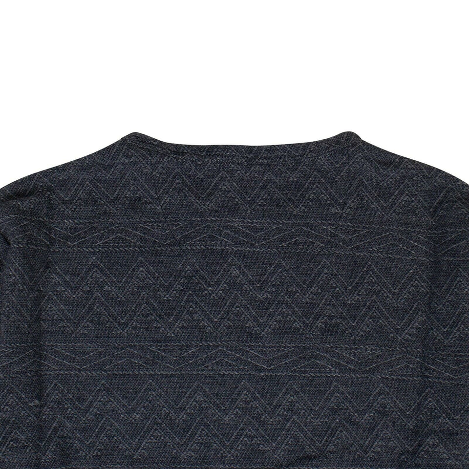 Cotton Graham Jacquard Long Sleeve T-Shirt - Blue