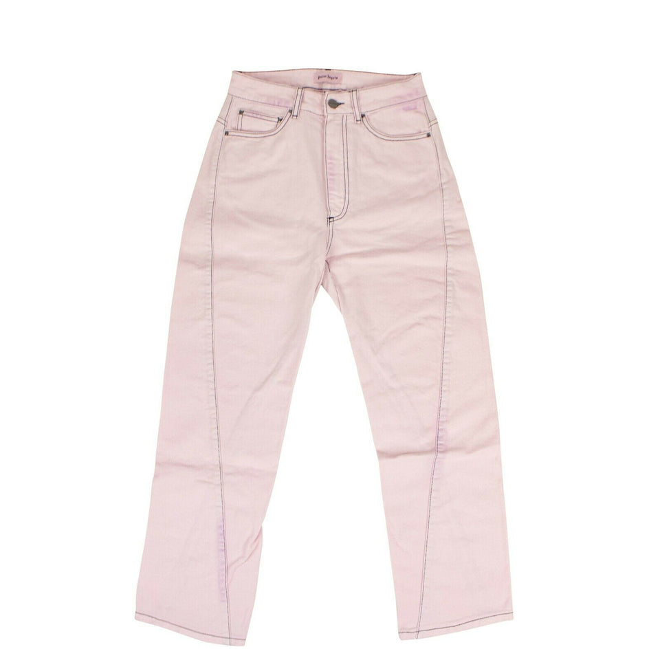 Cotton Curved Seam Jeans - Pink