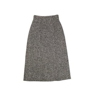 Women's Black And White Wool A-Line Mid-Length Skirt