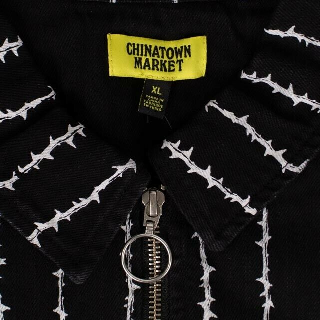 Men's Barbed Wire Zip Up Jacket - Black
