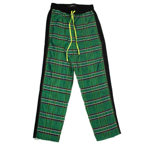 Men's Green Silk Plaid Track Pants