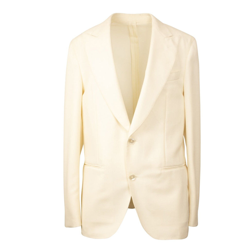 Ivory Wool Single Breasted Blazer