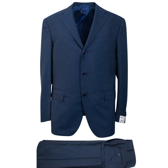 Blue Wool Single Breasted Suit