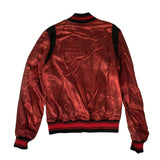 Men's Silk Metallic Varsity Jacket - Red