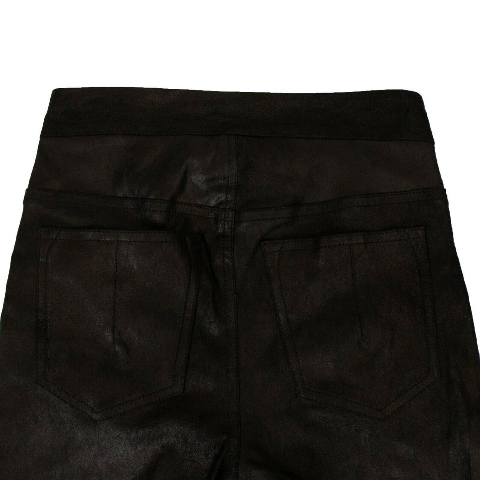 Women's Black Leather Slim Biker Pants