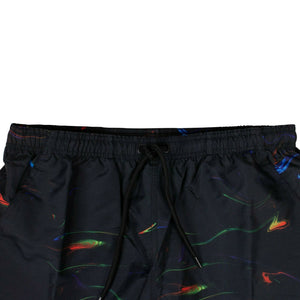 Polyester 'All Over Lights' Beach Shorts - Black