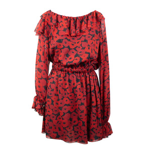 Women's Red Off The Shoulder Floral Dress