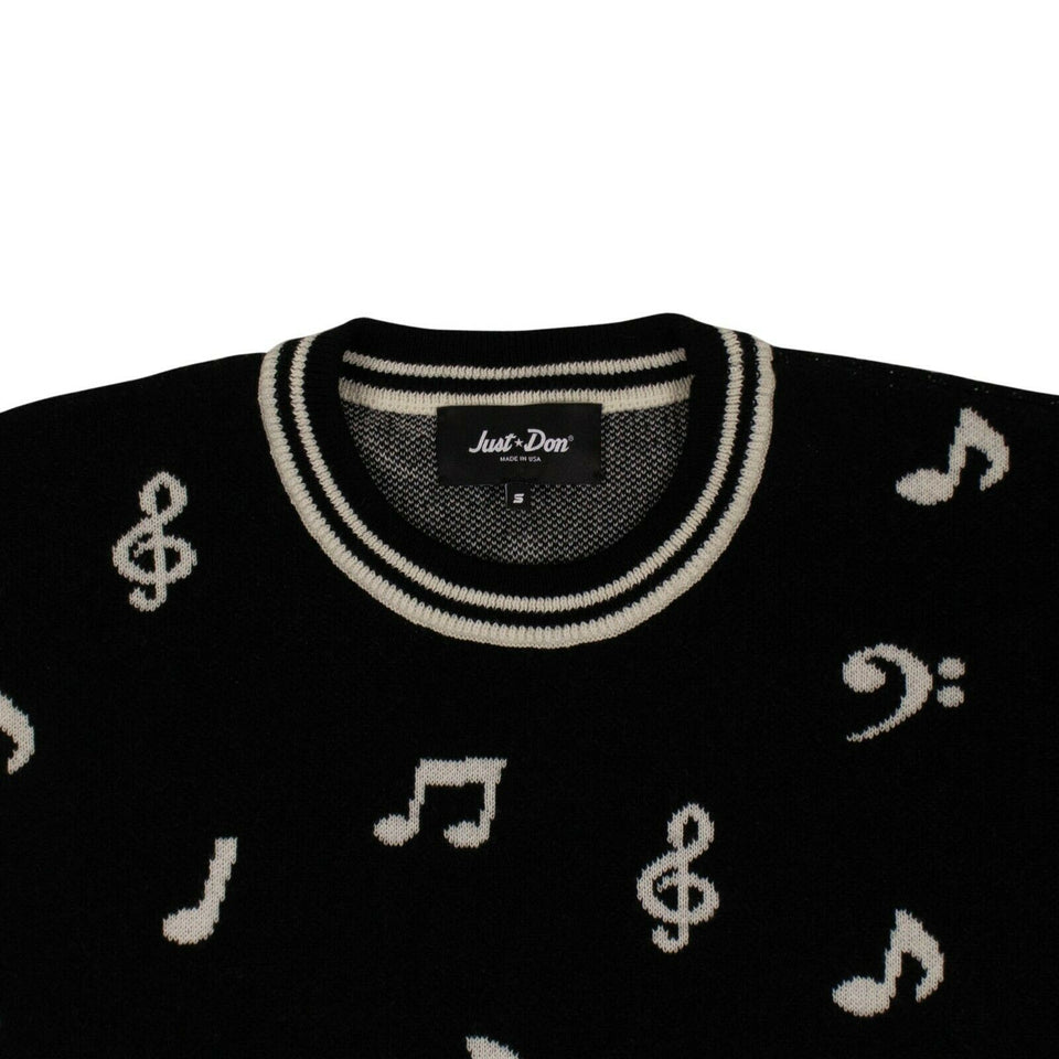 Men's 'Piano Note' Short Sleeves Crew Tee Sweater - Black