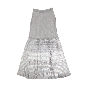 Silver Metallic Knitted Long Skirt