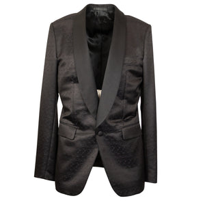 Black Wool And Silk Tuxedo Single Breasted Blazer