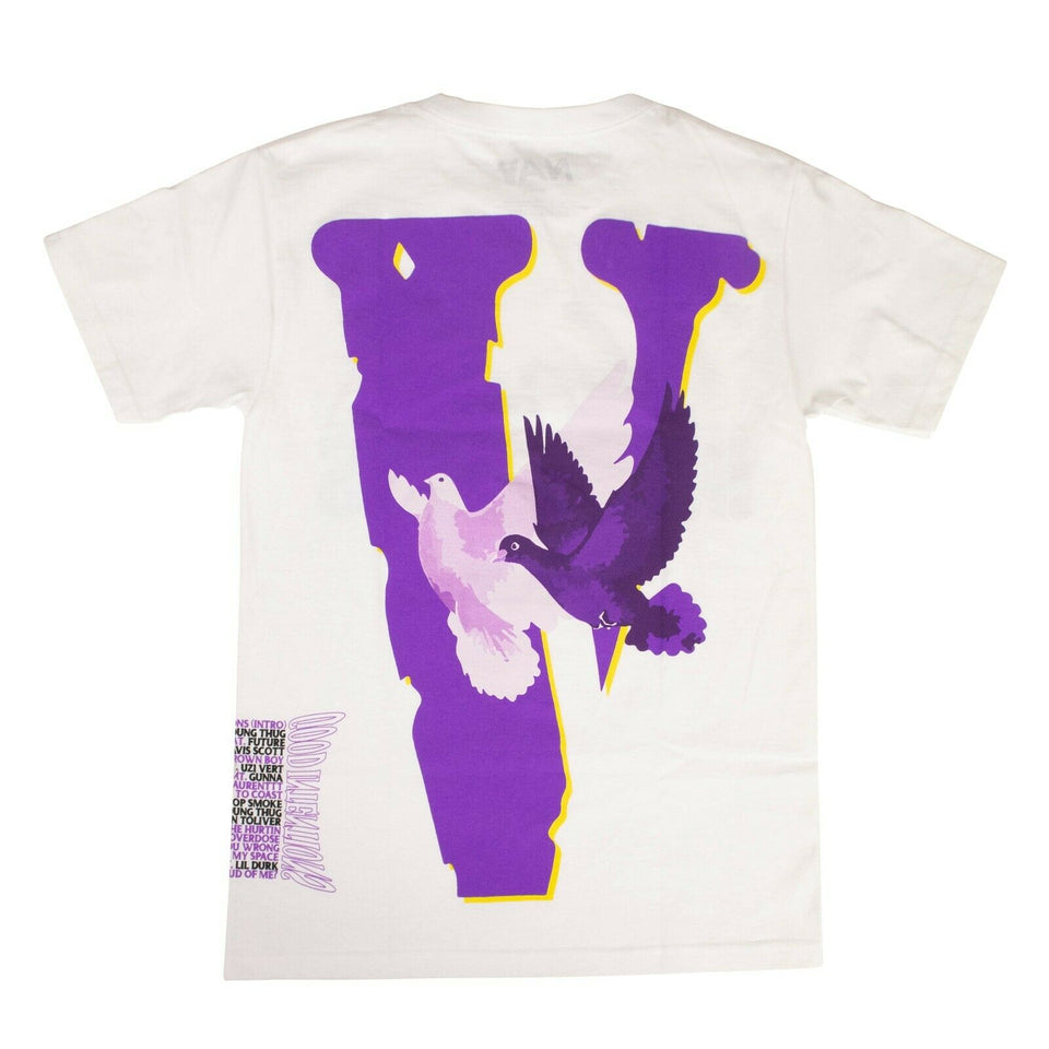 VLONE x NAV Cotton 'Doves' Short Sleeve T-Shirt - White/Purple