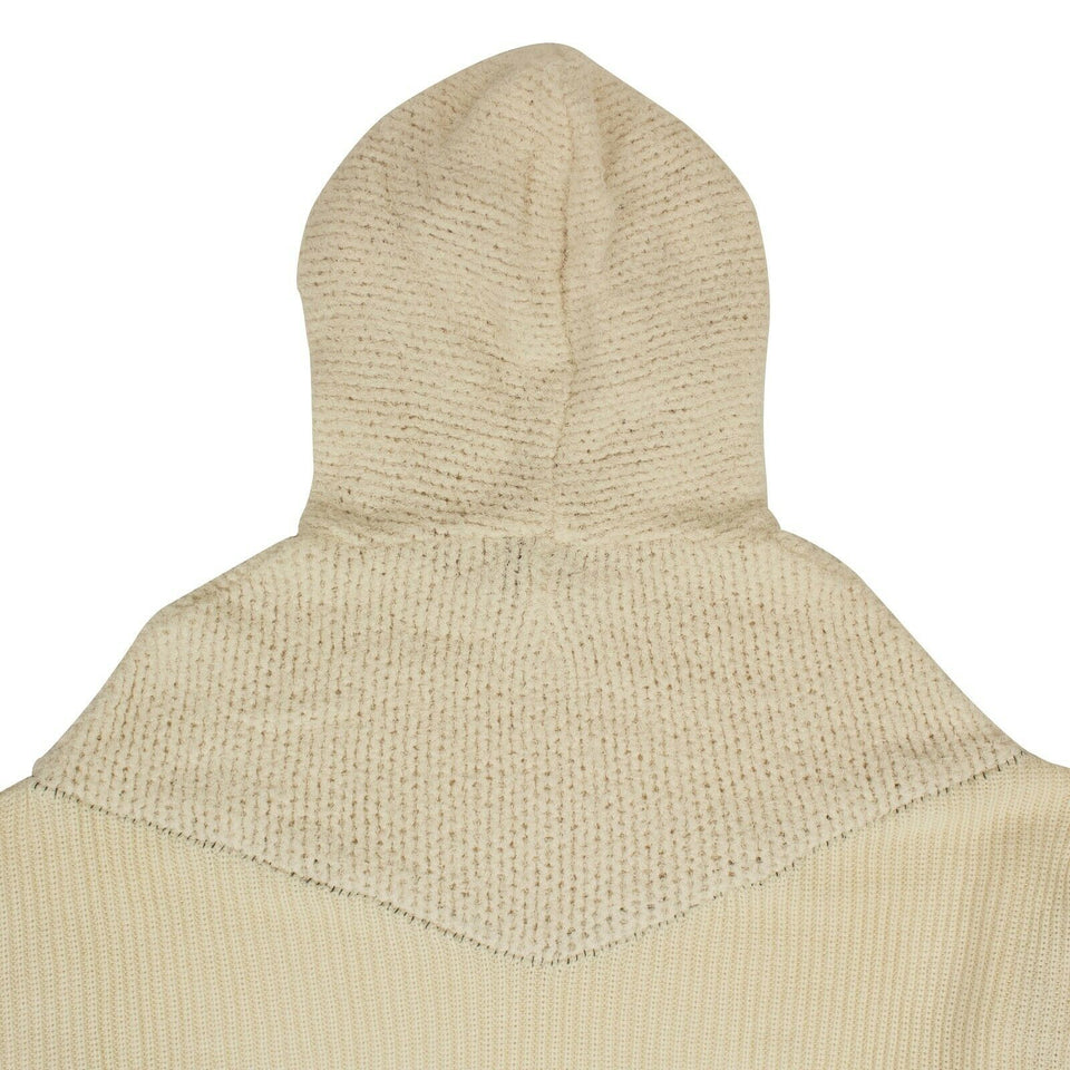 Women's Beige Mesh Rib Hybrid Hoodie Sweater