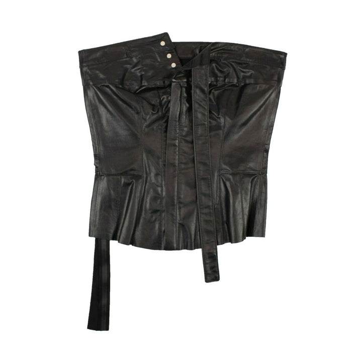 Women's Black Leather Corset Top