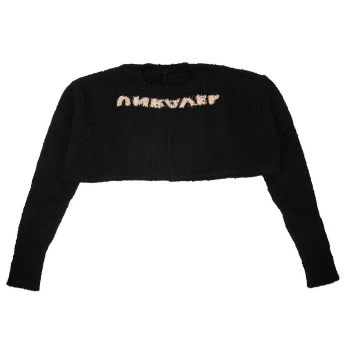 Women's Black Cropped Crewneck Sweater