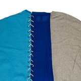 Women's Blue Paneled Asymmetric T-Shirt