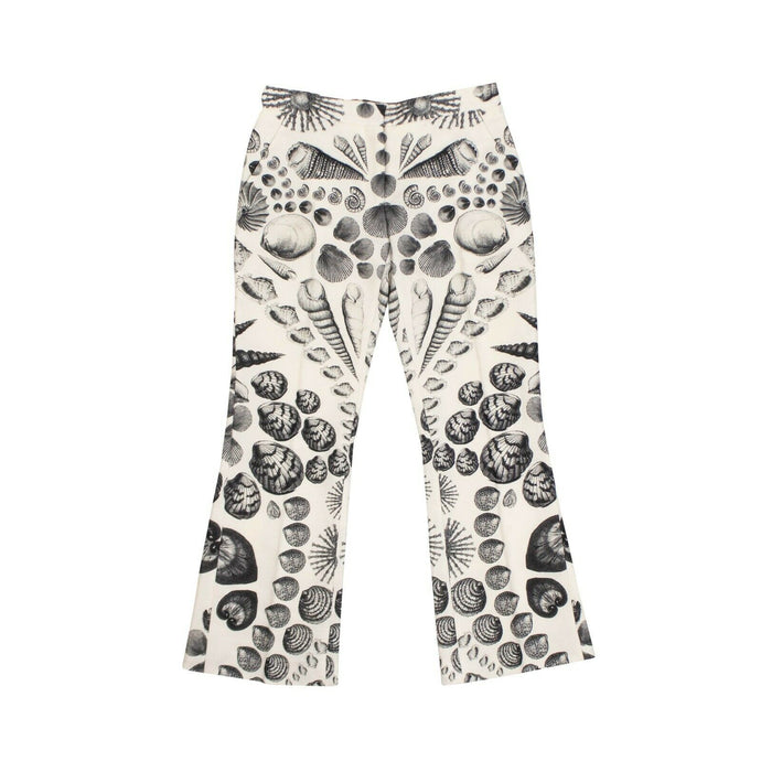 White Sea Shell Cropped Flared Pants