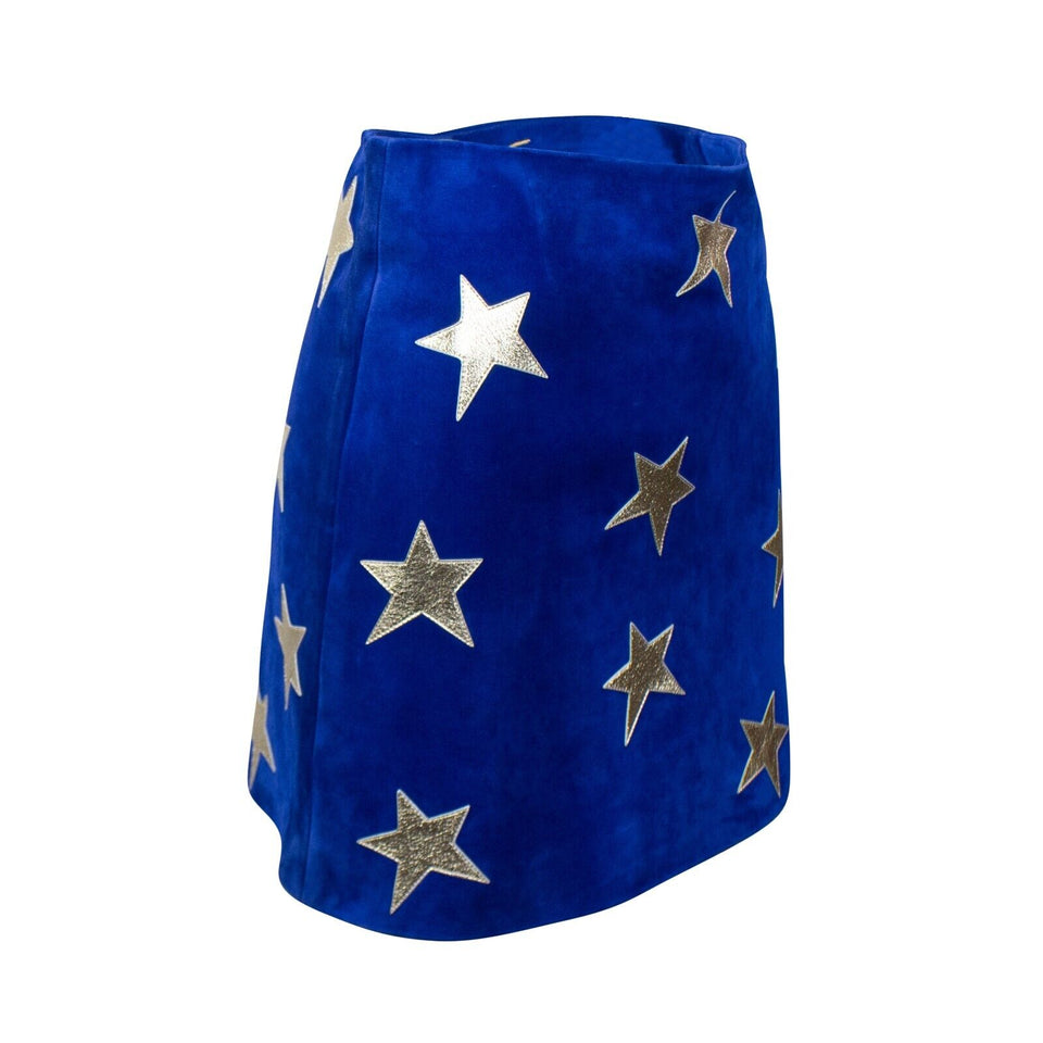 Women's Blue Star Suede Mini Skirt
