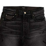 Women's Black Leather Hybrid Cropped Jeans