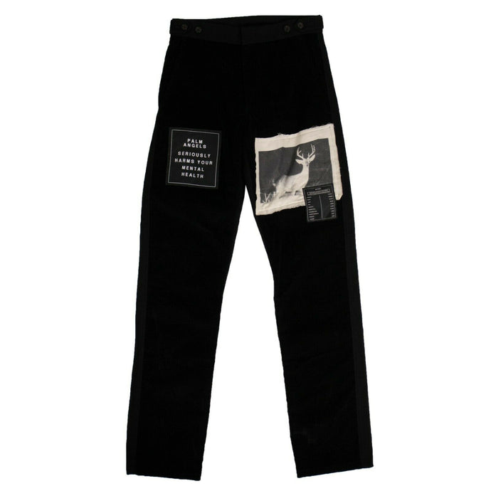 Men's Black Corduroy Patches Pants