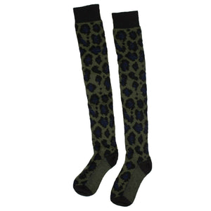 Green Leopard Over Knee Socks