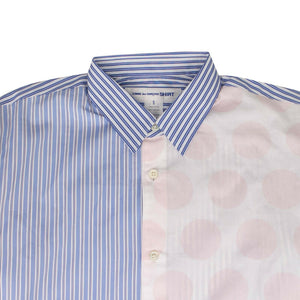 Men's Cotton Stripe Dots Long Sleeves Poplin Shirt - Blue