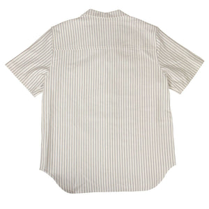 Cotton Ecru Stripe Bowling Shirt - White