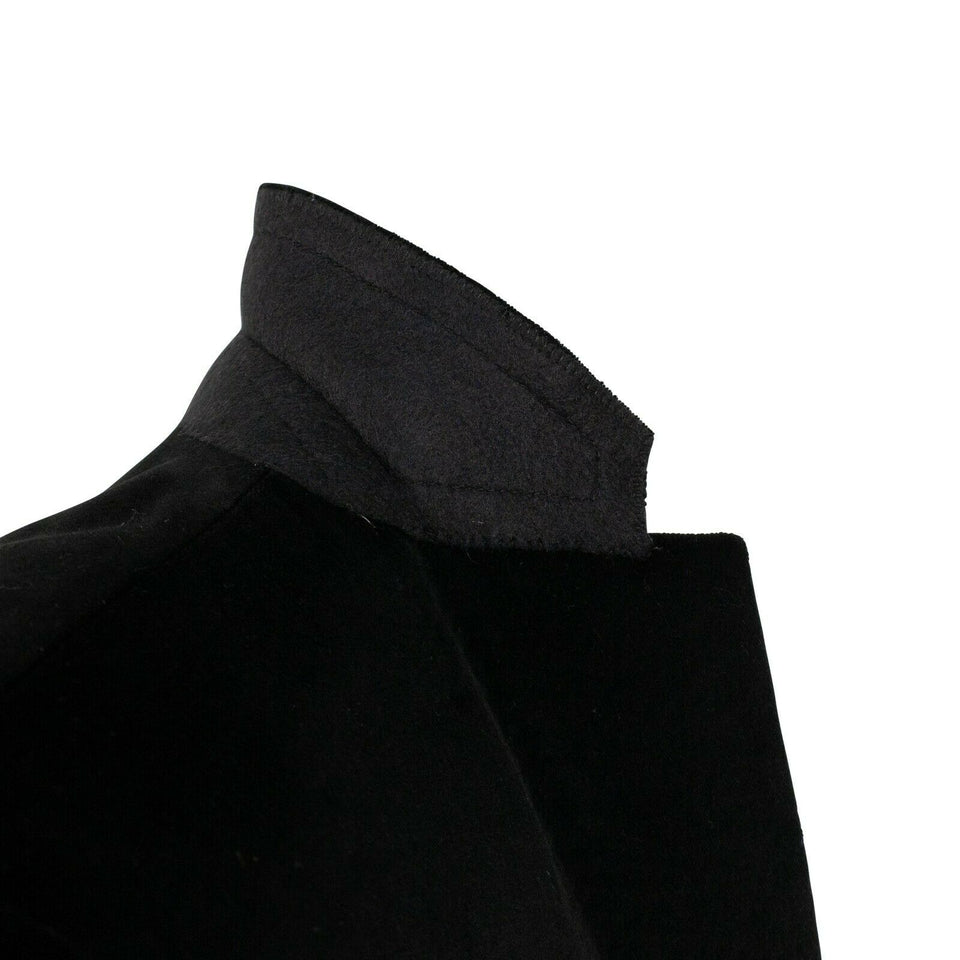 Men's Black Velvet Two-Button Cotton Sport Coat