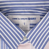 Men's Cotton Stripe Dots Long Sleeves Poplin Shirt - Blue