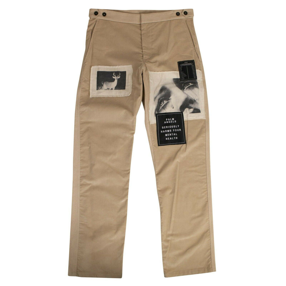 Men's Beige Corduroy Patches Pants